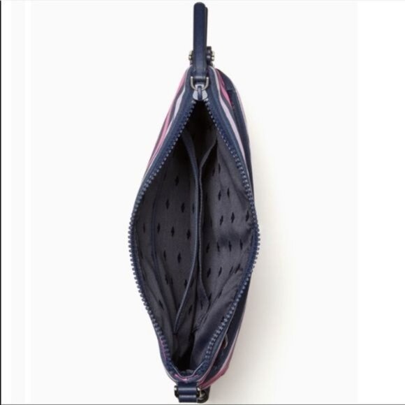 NEW Kate Spade Jae Crossbody Nylon Leather Flat Pink Multi Striped Hand Bag NEW - Picture 4 of 9